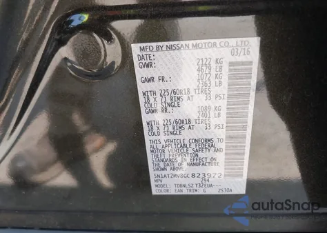 2016 Nissan Rogue Sl from USA, damaged, VIN 5N1AT2MV8GC823972